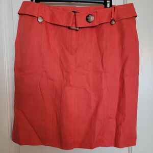 NWT TALBOTS Irish Linen Skirt A-Line 14P  Petites Salmon Pink